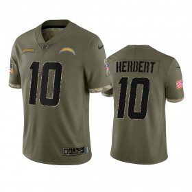 Maillot Los Angeles Chargers Justin Herbert 10 Salute To Service Olive 2022 - Homme